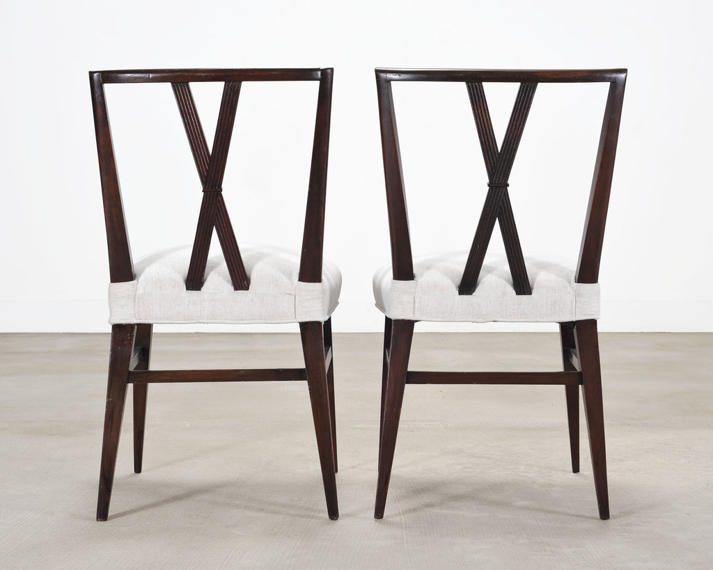 Set of Eight Tommi Parzinger X-Back Mahogany Dining Chairs