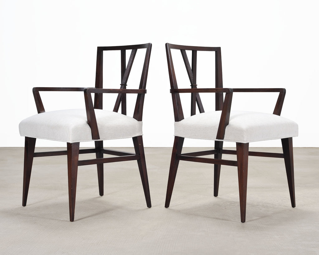 Set of Eight Tommi Parzinger X-Back Mahogany Dining Chairs