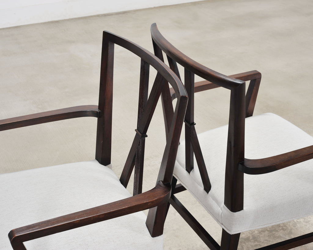 Set of Eight Tommi Parzinger X-Back Mahogany Dining Chairs