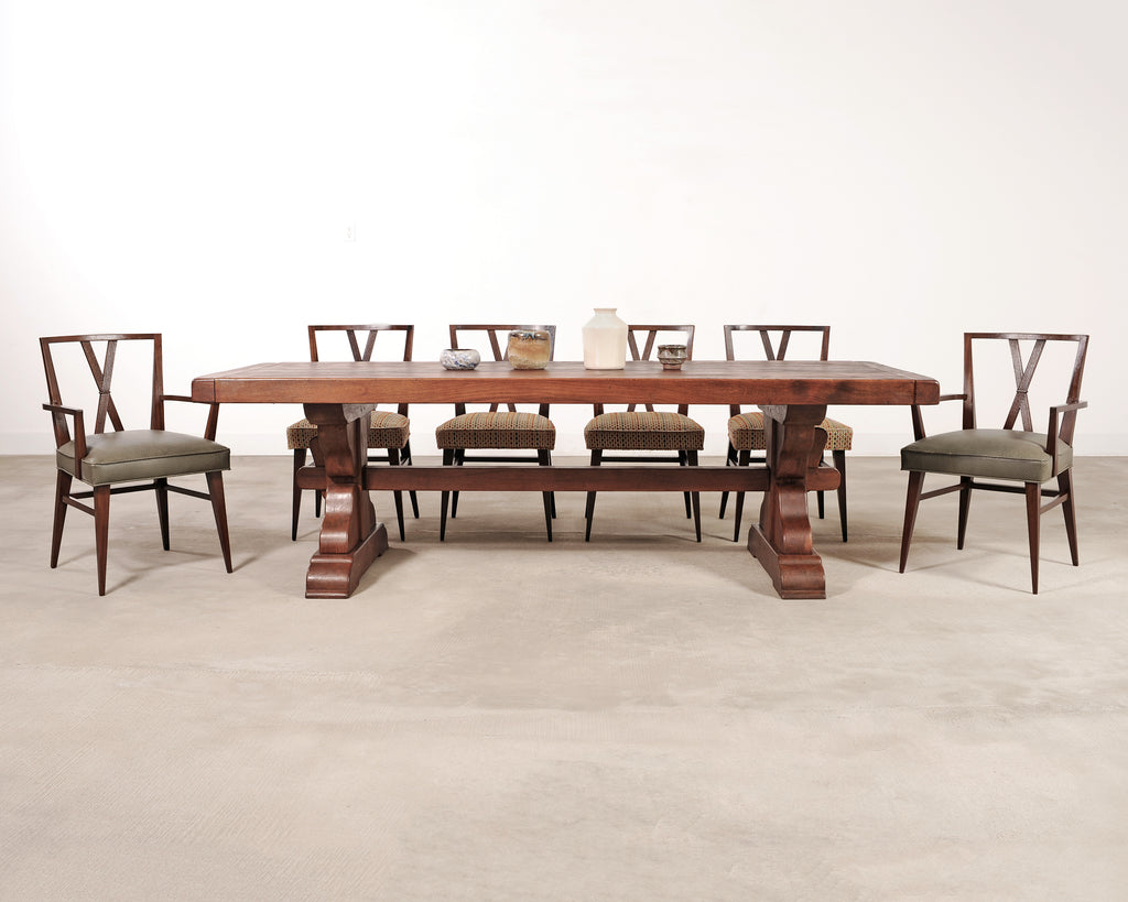 Set of Eight Tommi Parzinger X-Back Mahogany Dining Chairs