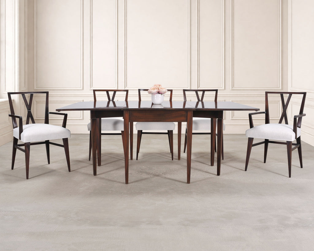 Set of Eight Tommi Parzinger X-Back Mahogany Dining Chairs