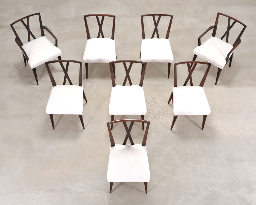 Set of Eight Tommi Parzinger X-Back Mahogany Dining Chairs
