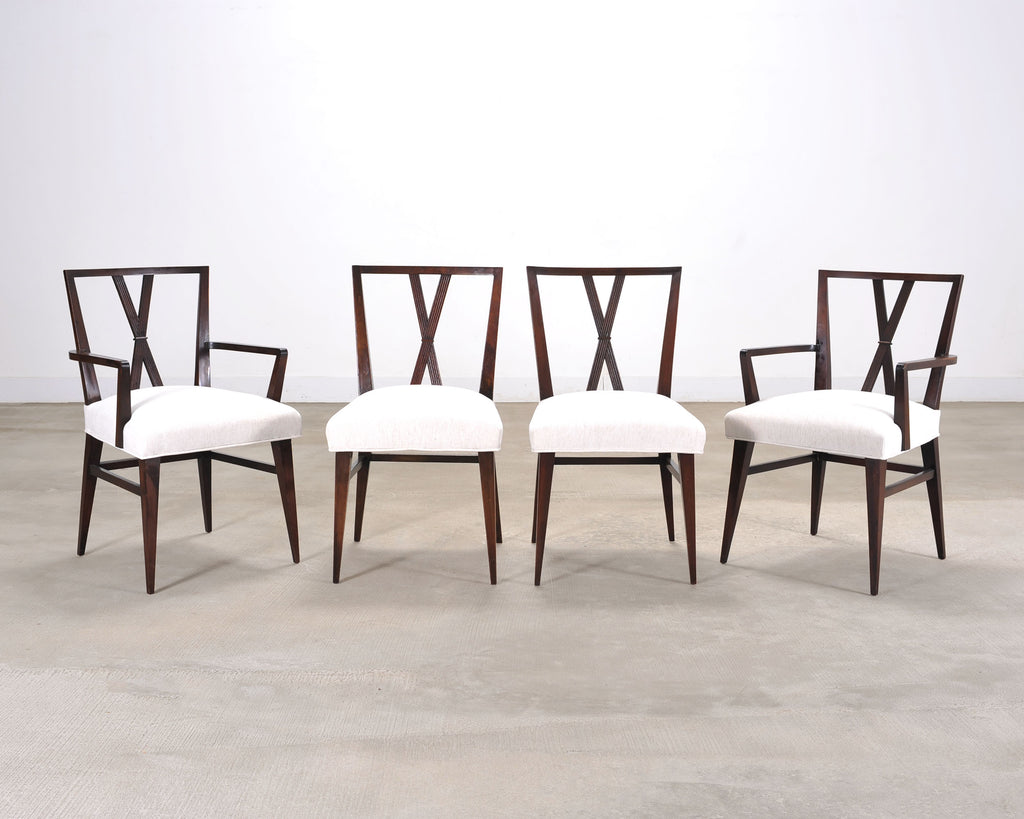 Set of Eight Tommi Parzinger X-Back Mahogany Dining Chairs