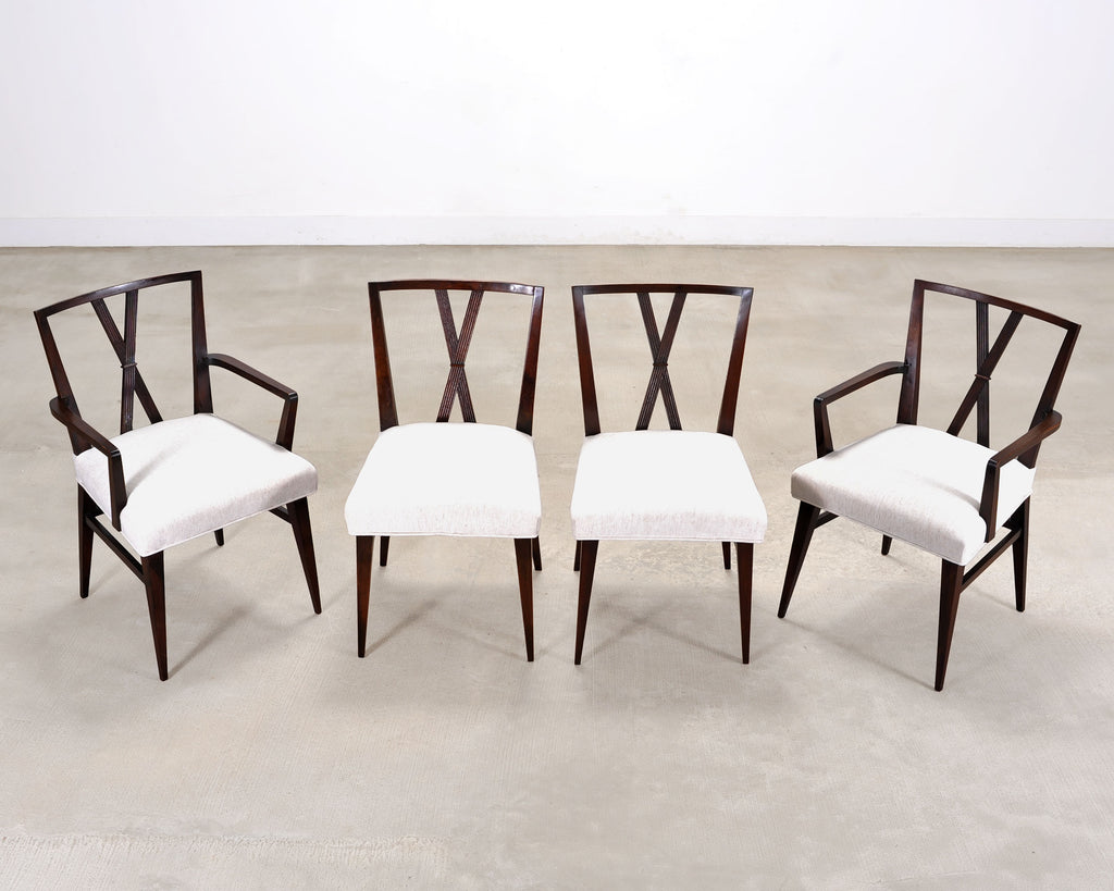 Set of Eight Tommi Parzinger X-Back Mahogany Dining Chairs