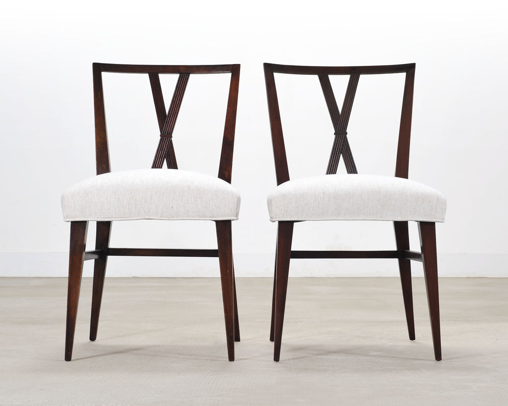 Set of Eight Tommi Parzinger X-Back Mahogany Dining Chairs