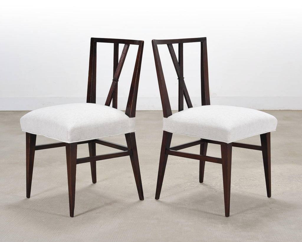 Set of Eight Tommi Parzinger X-Back Mahogany Dining Chairs