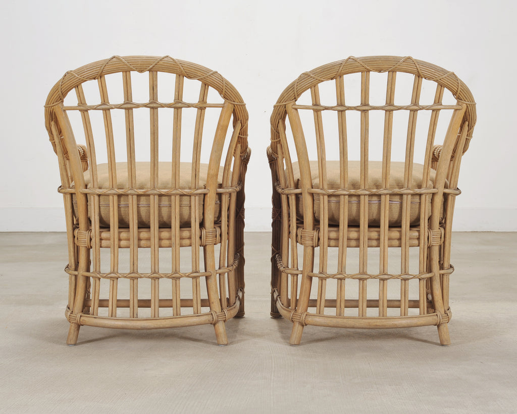 Set of Eight Danny Ho Fong Rattan Garden Dining Armchairs