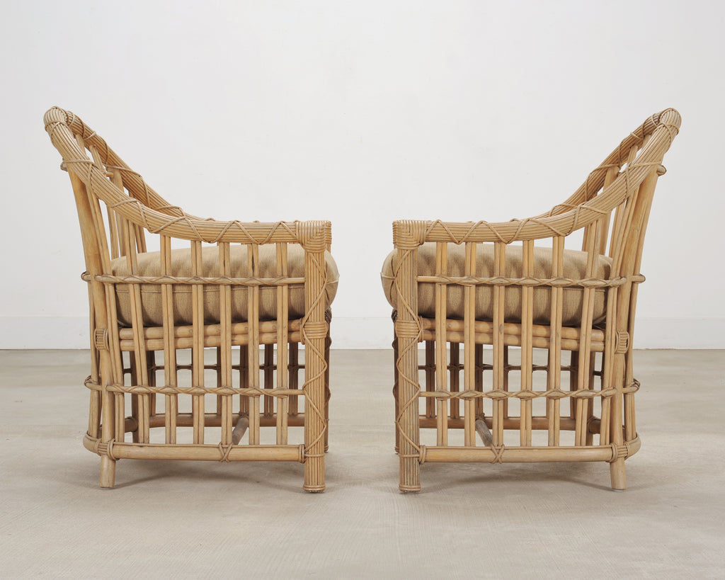 Set of Eight Danny Ho Fong Rattan Garden Dining Armchairs