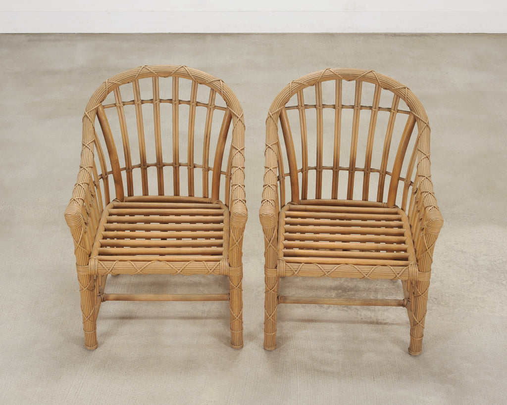 Set of Eight Danny Ho Fong Rattan Garden Dining Armchairs