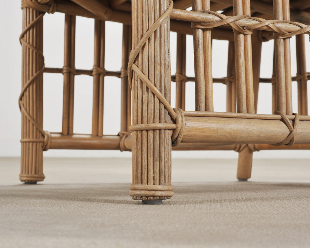 Set of Eight Danny Ho Fong Rattan Garden Dining Armchairs