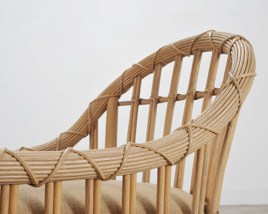 Set of Eight Danny Ho Fong Rattan Garden Dining Armchairs