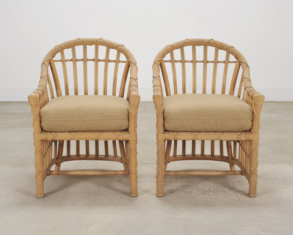 Set of Eight Danny Ho Fong Rattan Garden Dining Armchairs