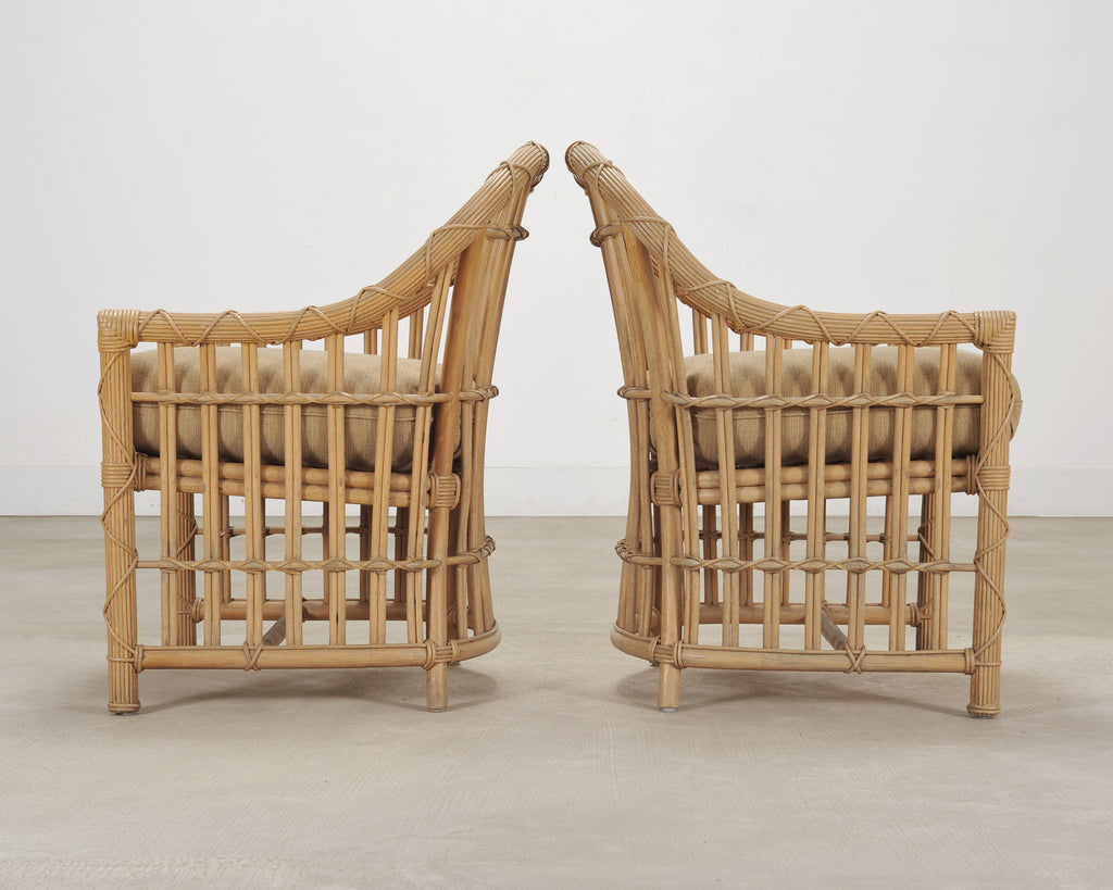 Set of Eight Danny Ho Fong Rattan Garden Dining Armchairs