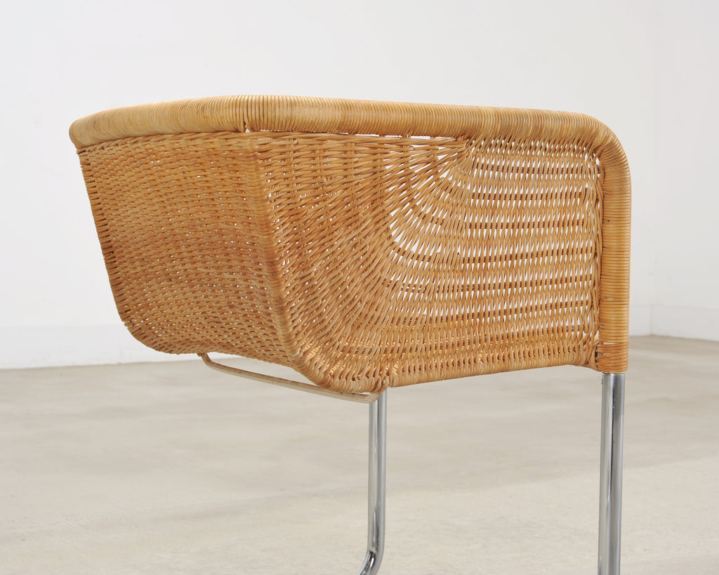 Set of Nine Harvey Probber D43 Rattan Wicker Cantilever Chairs