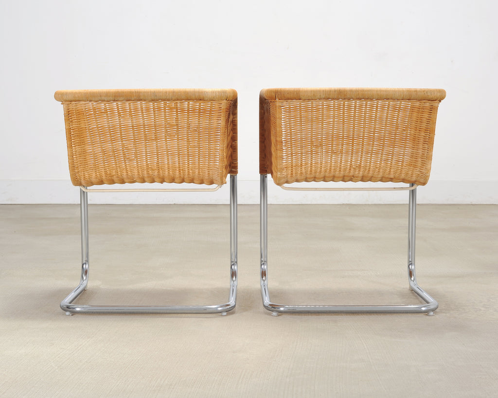 Set of Nine Harvey Probber D43 Rattan Wicker Cantilever Chairs