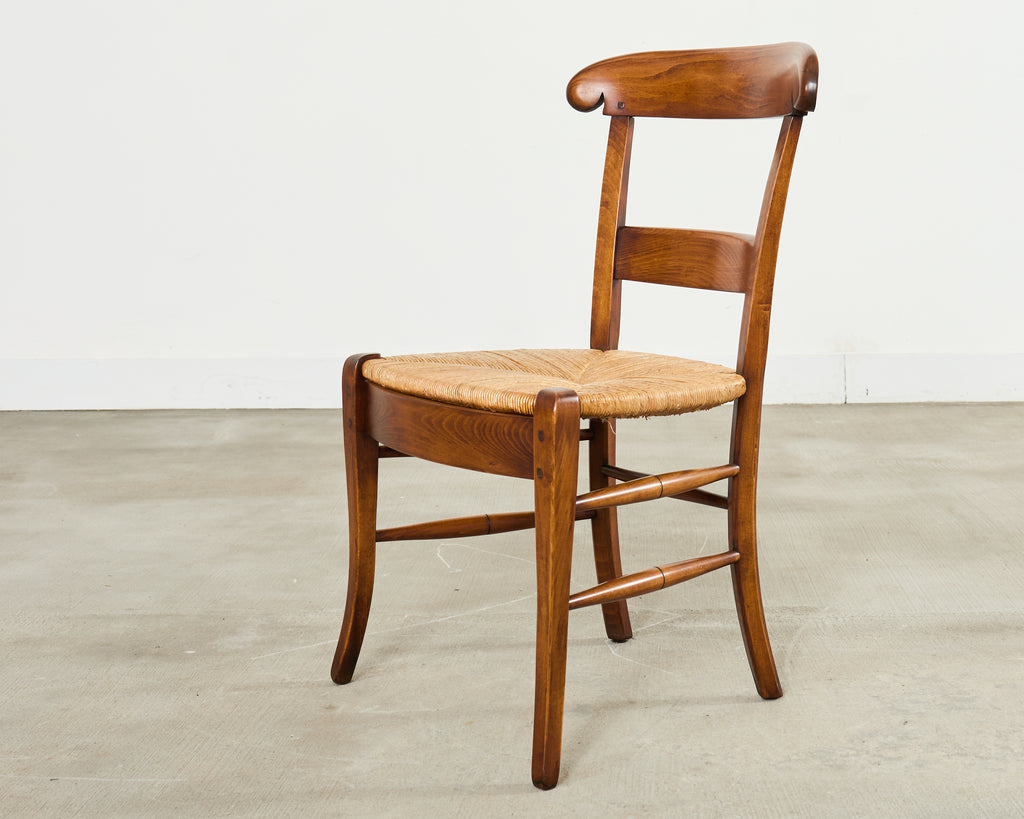 Set of Ten Country French Provincial Fruitwood Dining Chairs