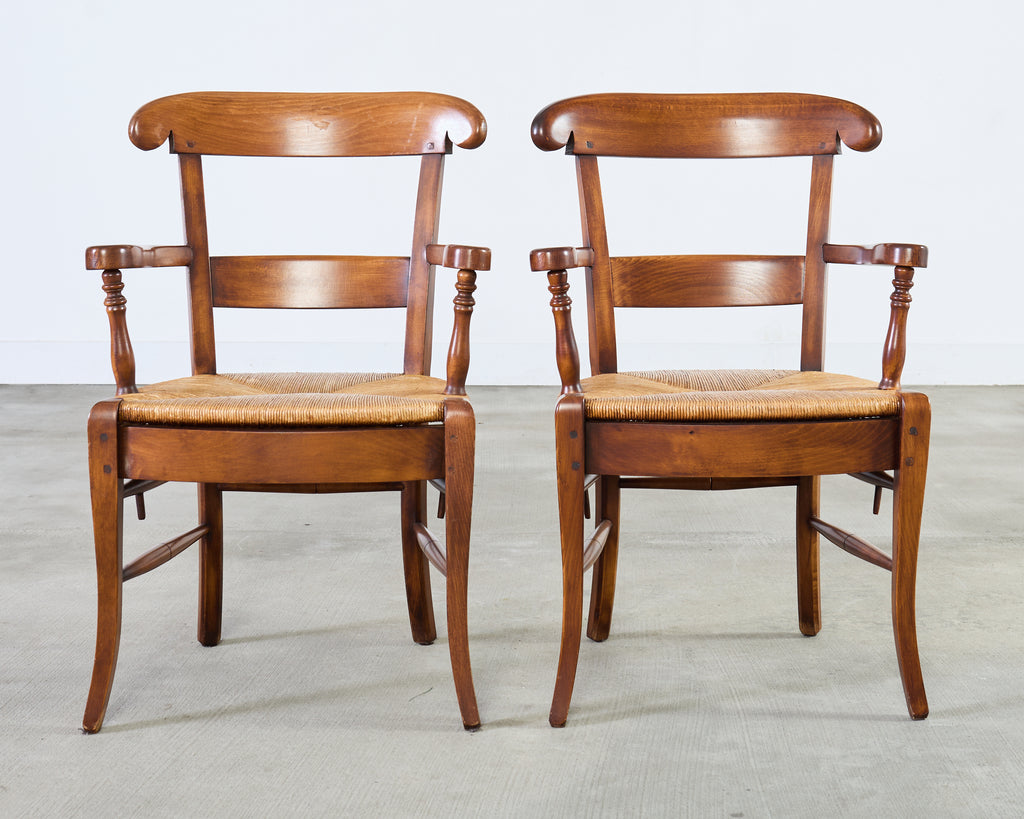 Set of Ten Country French Provincial Fruitwood Dining Chairs