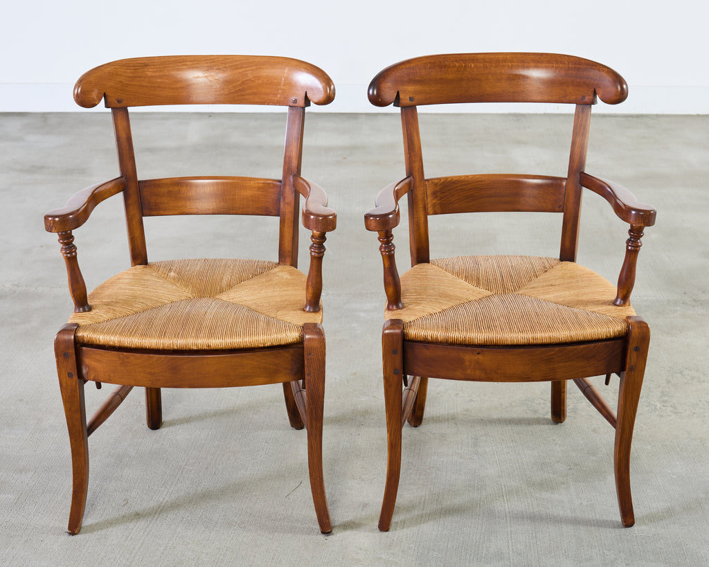 Set of Ten Country French Provincial Fruitwood Dining Chairs