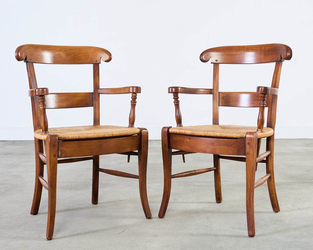 Set of Ten Country French Provincial Fruitwood Dining Chairs
