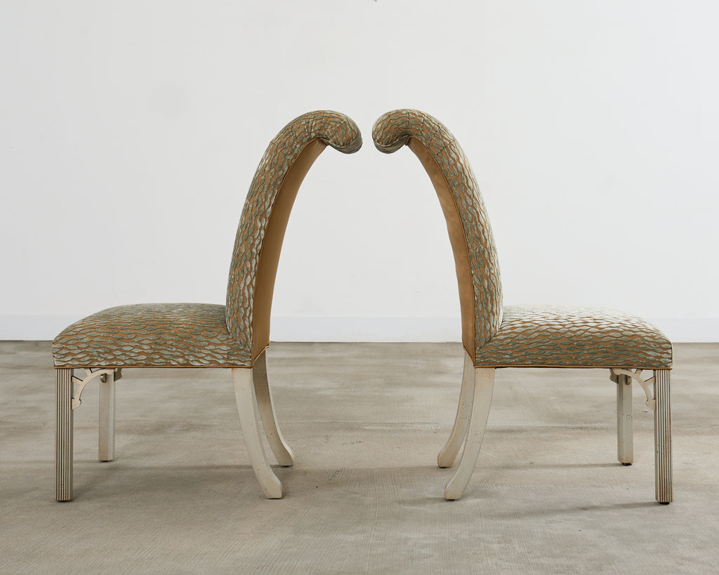 Set of Ten Parsons Dining Chairs with Pollack Fabric