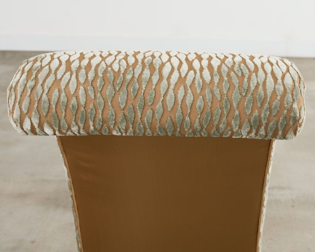 Set of Ten Parsons Dining Chairs with Pollack Fabric