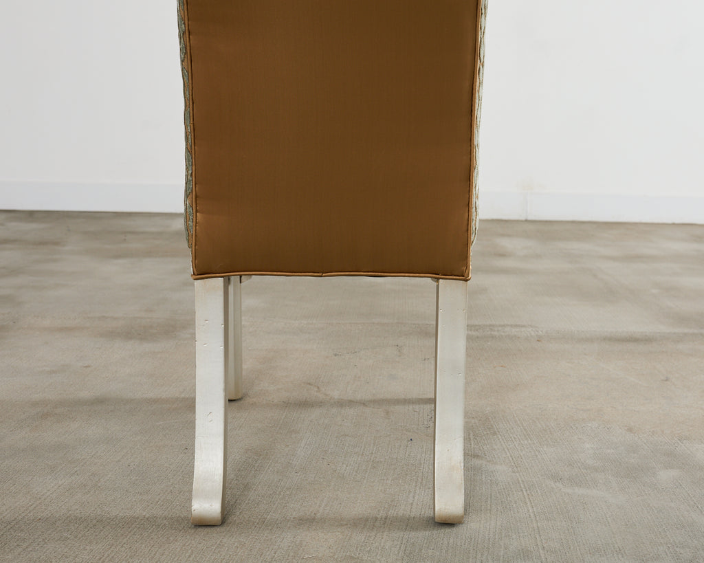 Set of Ten Parsons Dining Chairs with Pollack Fabric