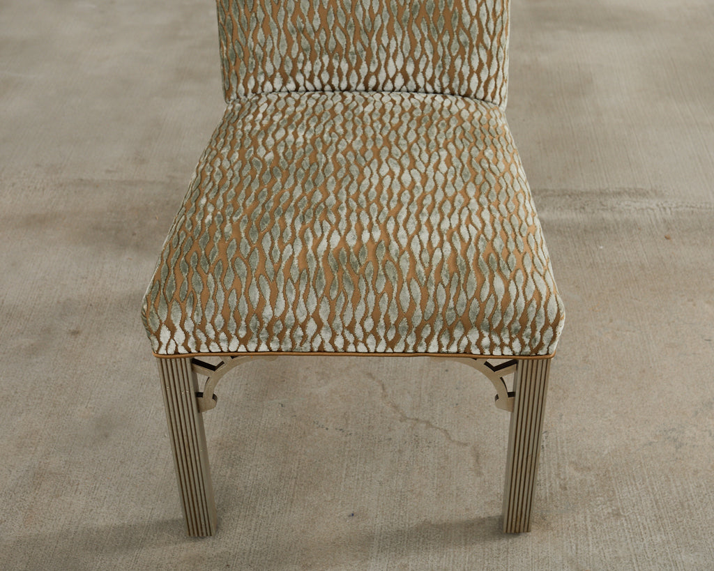 Set of Ten Parsons Dining Chairs with Pollack Fabric