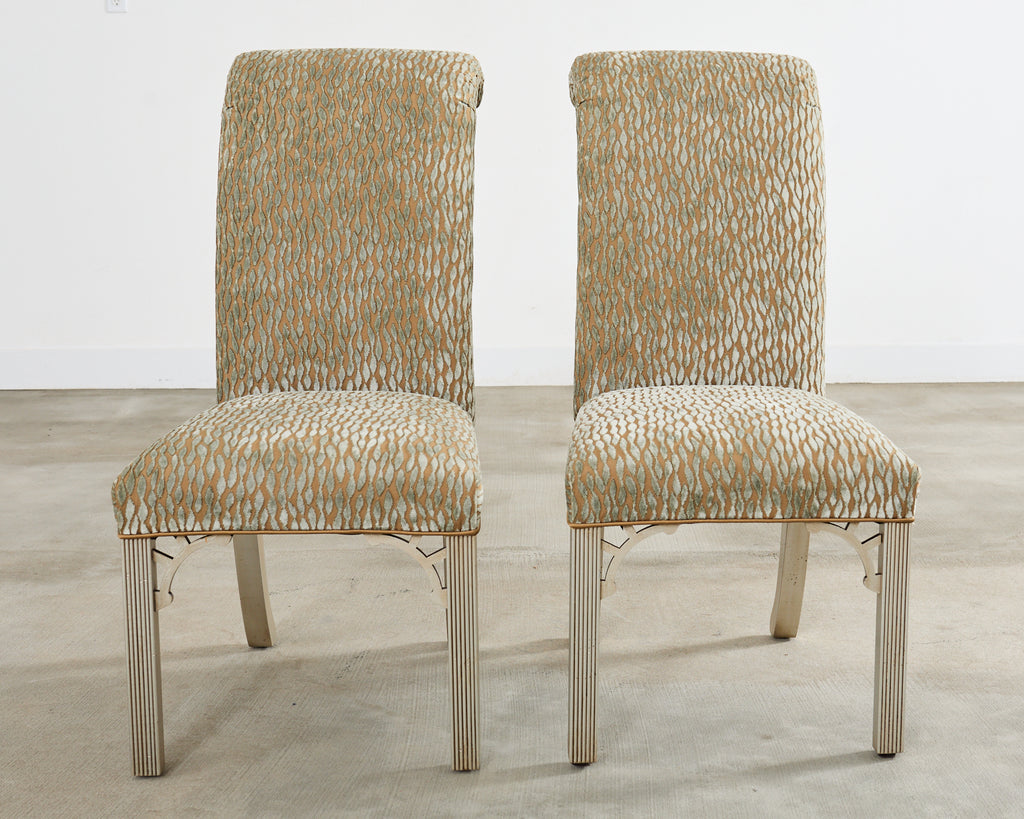 Set of Ten Parsons Dining Chairs with Pollack Fabric