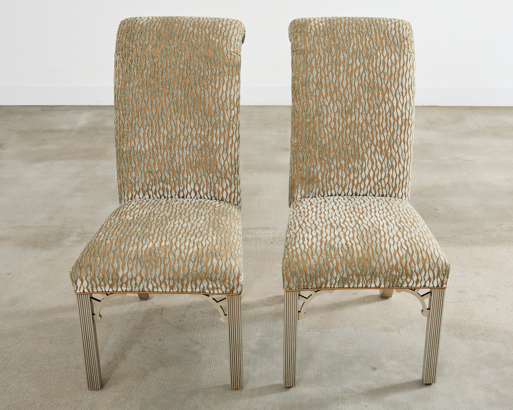 Set of Ten Parsons Dining Chairs with Pollack Fabric