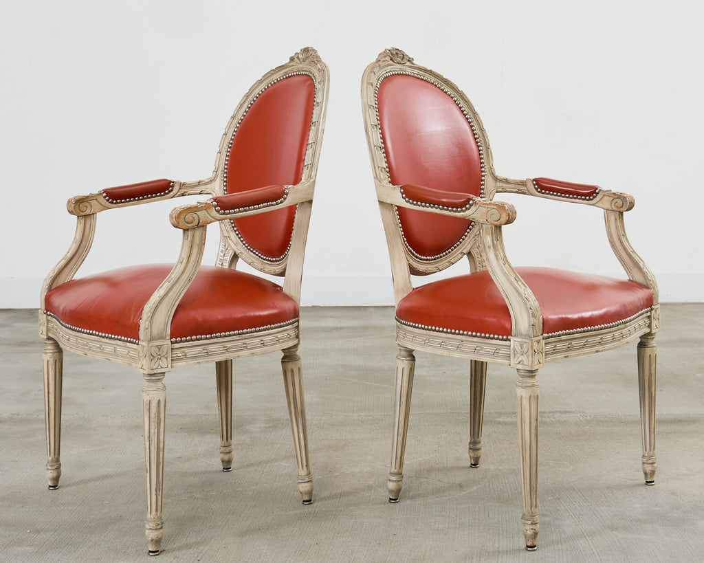 Set of Five French Louis XVI Style Painted Dining Chairs