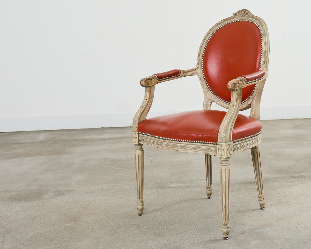 Set of Five French Louis XVI Style Painted Dining Chairs