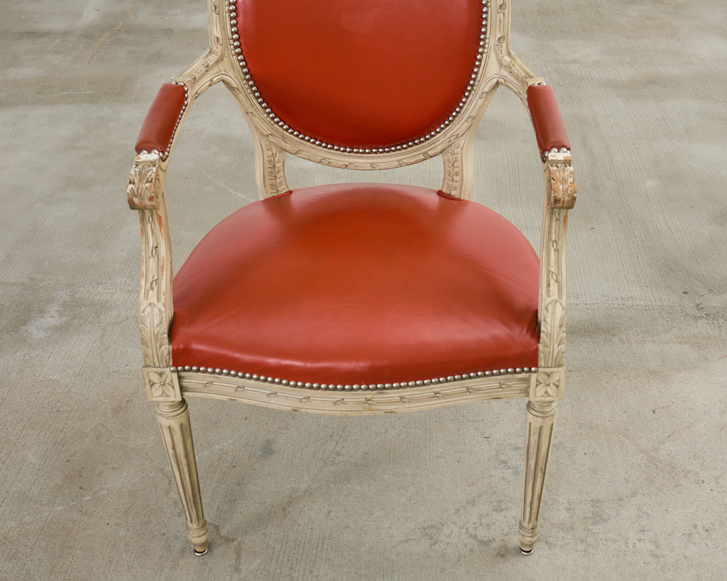 Set of Five French Louis XVI Style Painted Dining Chairs