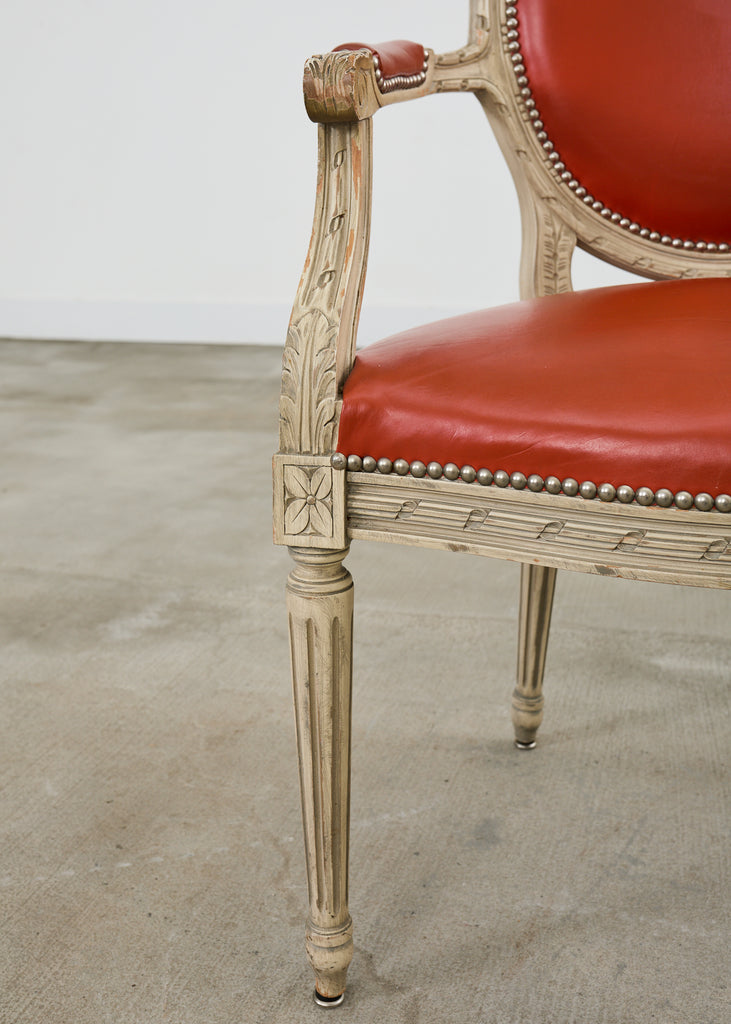 Set of Five French Louis XVI Style Painted Dining Chairs