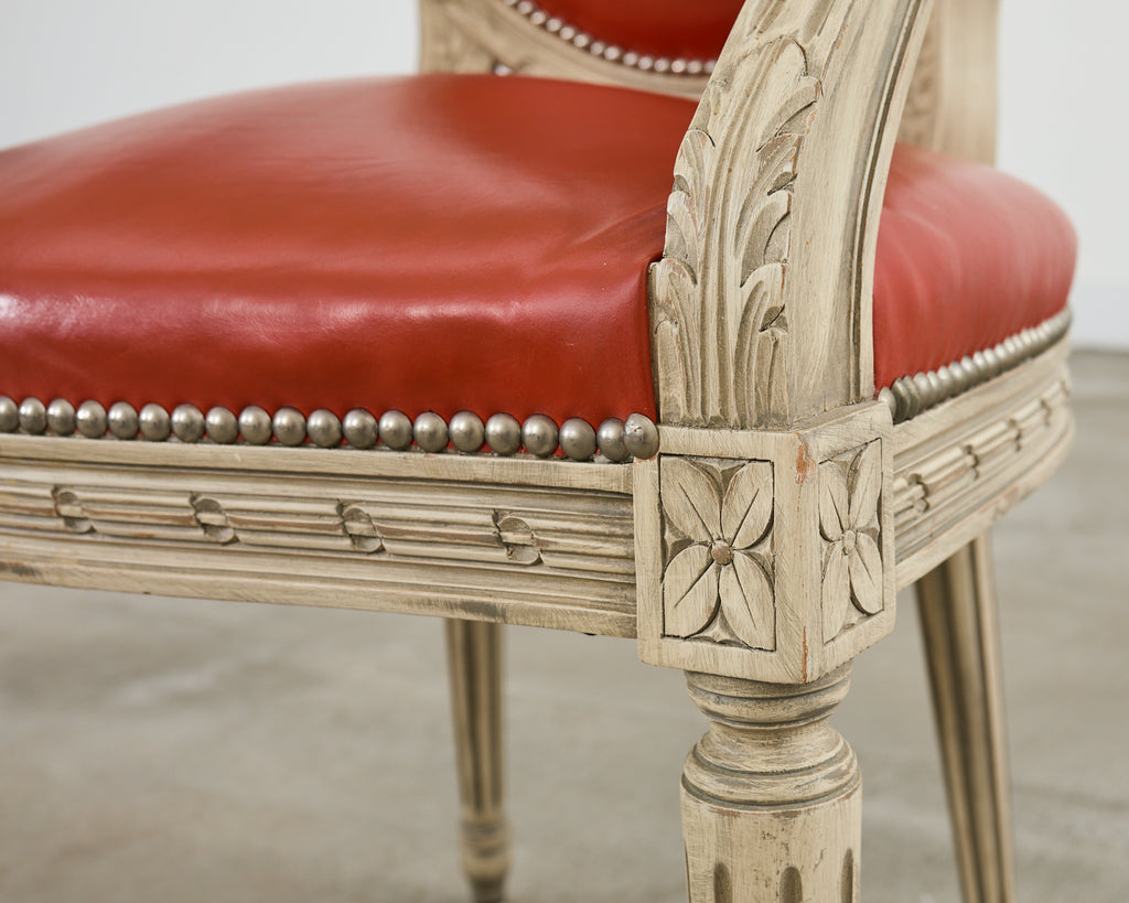 Set of Five French Louis XVI Style Painted Dining Chairs