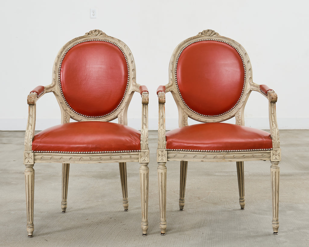 Set of Five French Louis XVI Style Painted Dining Chairs
