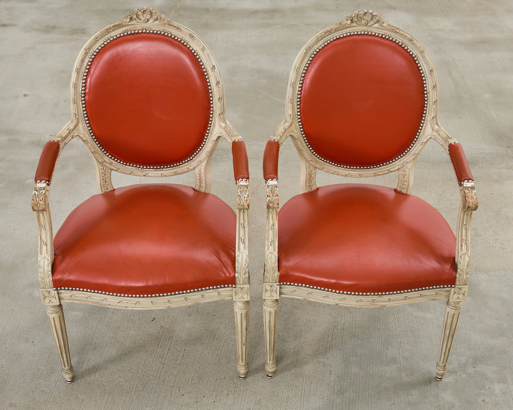 Set of Five French Louis XVI Style Painted Dining Chairs