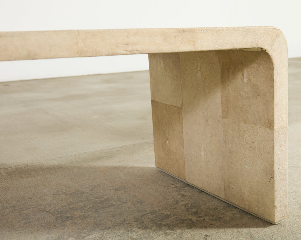 Karl Springer Style Natural Shagreen Waterfall Cocktail Table