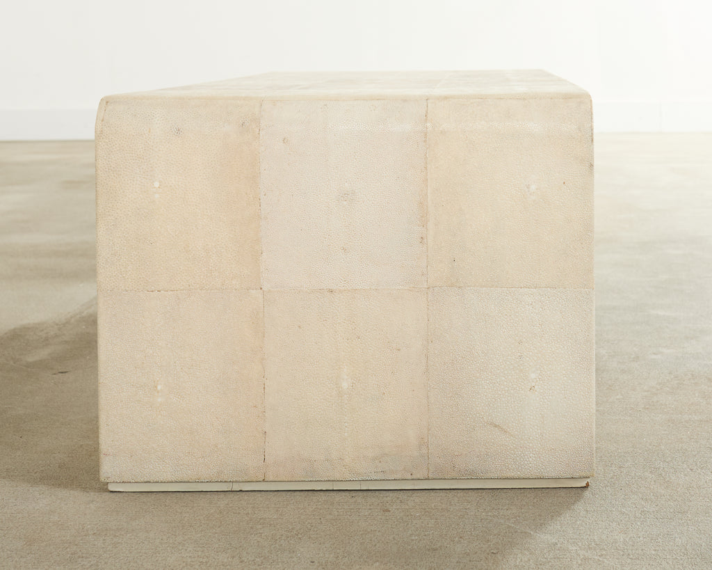 Karl Springer Style Natural Shagreen Waterfall Cocktail Table