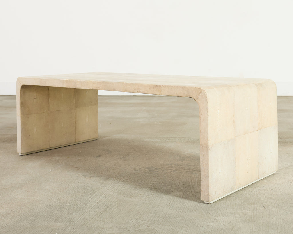 Karl Springer Style Natural Shagreen Waterfall Cocktail Table