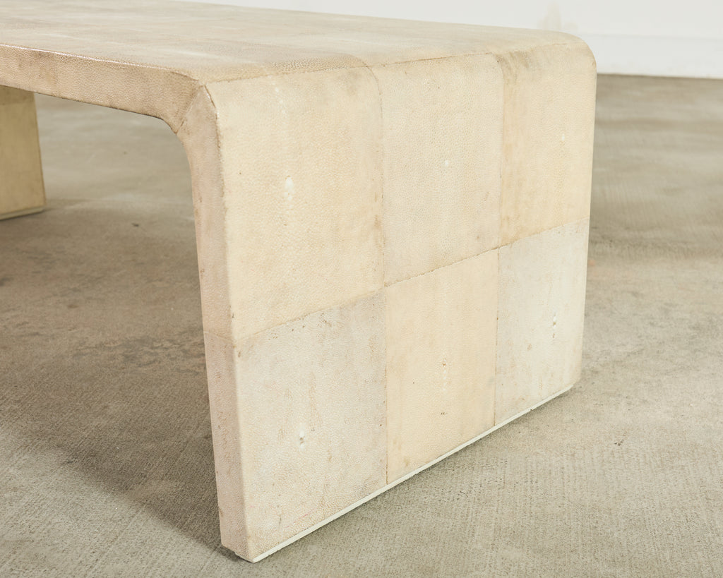 Karl Springer Style Natural Shagreen Waterfall Cocktail Table