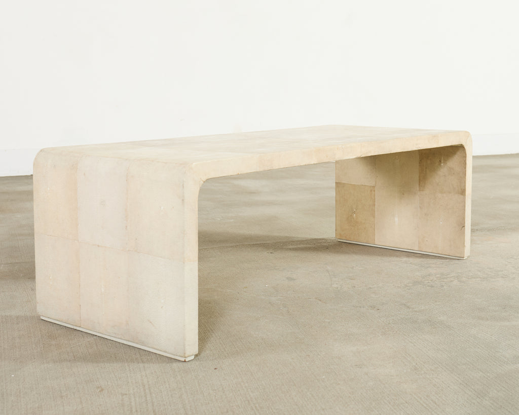 Karl Springer Style Natural Shagreen Waterfall Cocktail Table