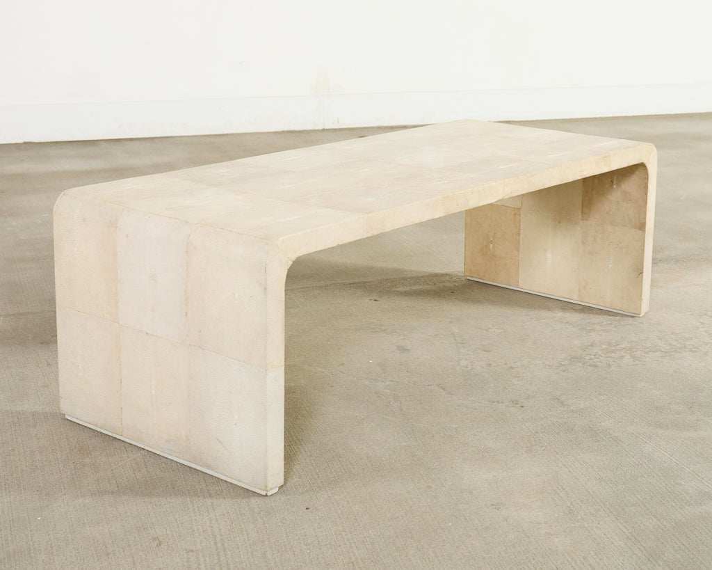 Karl Springer Style Natural Shagreen Waterfall Cocktail Table