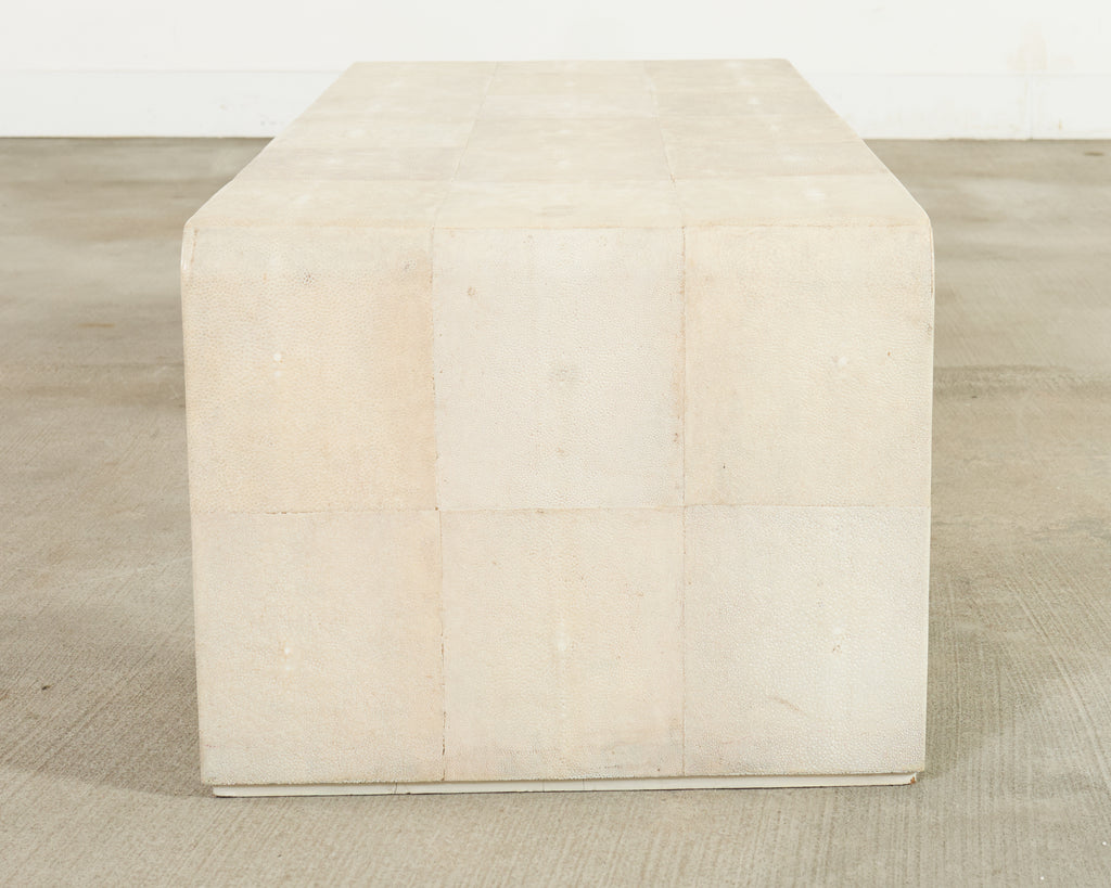 Karl Springer Style Natural Shagreen Waterfall Cocktail Table