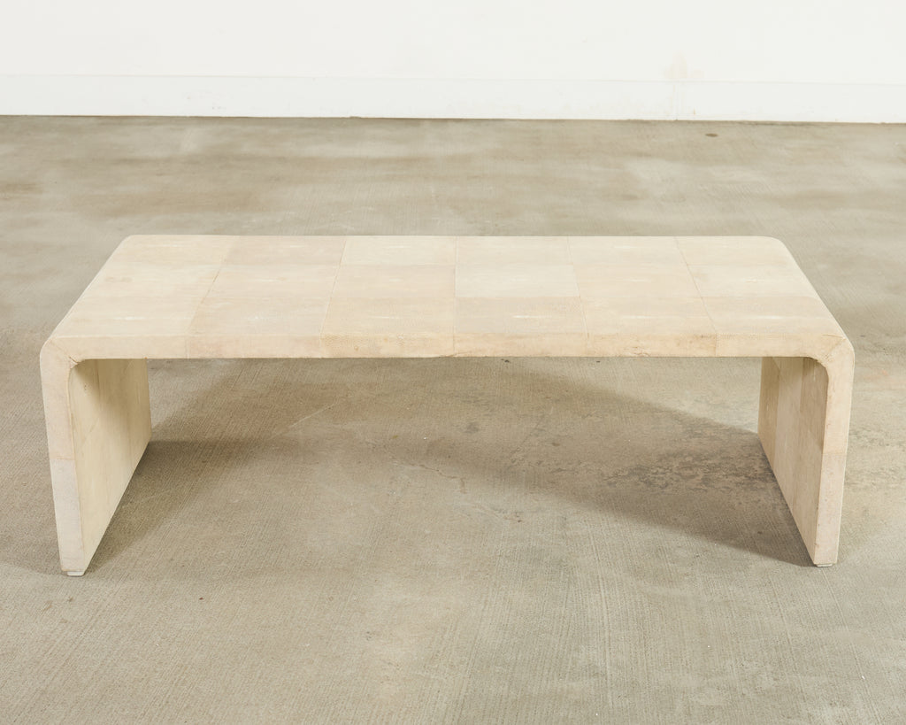 Karl Springer Style Natural Shagreen Waterfall Cocktail Table