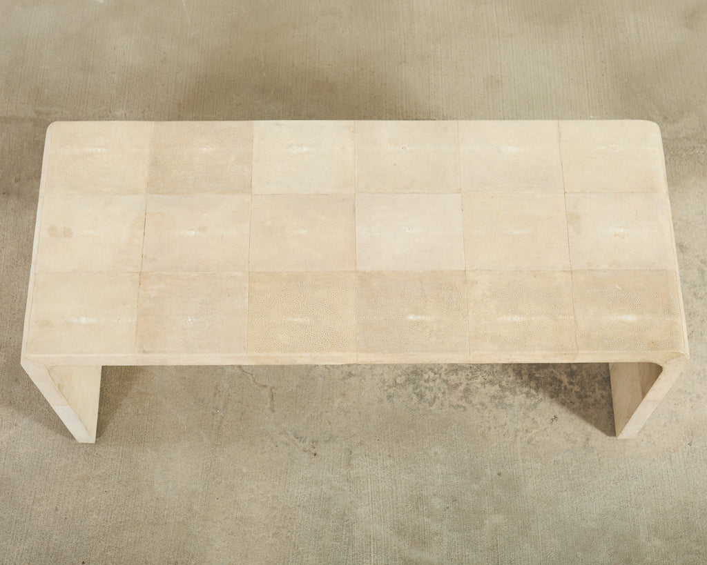 Karl Springer Style Natural Shagreen Waterfall Cocktail Table