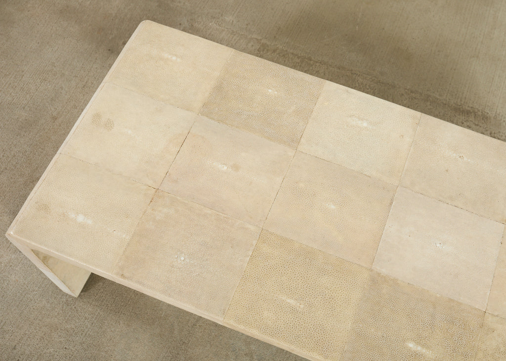 Karl Springer Style Natural Shagreen Waterfall Cocktail Table