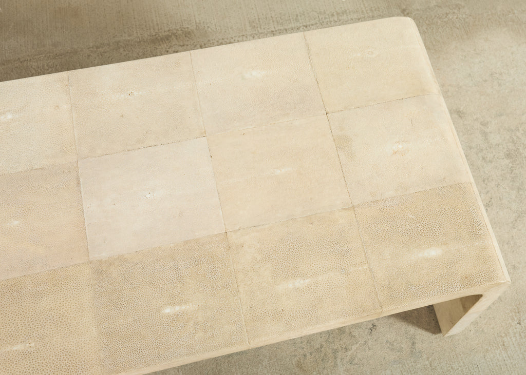 Karl Springer Style Natural Shagreen Waterfall Cocktail Table