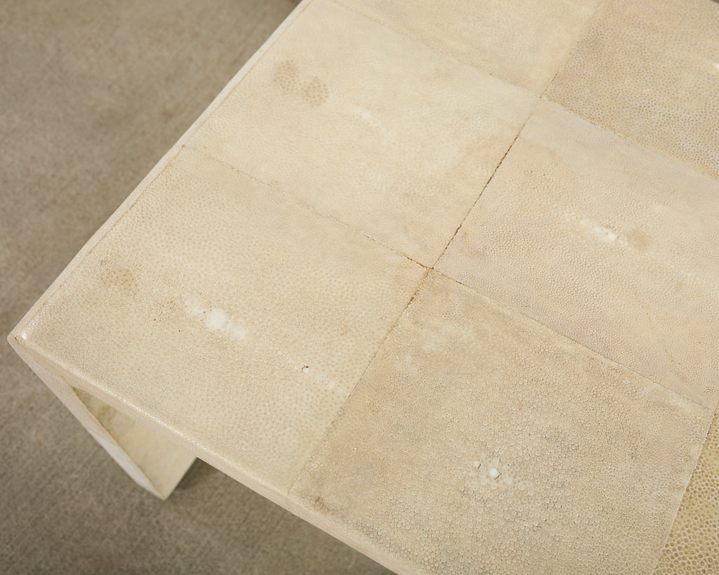 Karl Springer Style Natural Shagreen Waterfall Cocktail Table