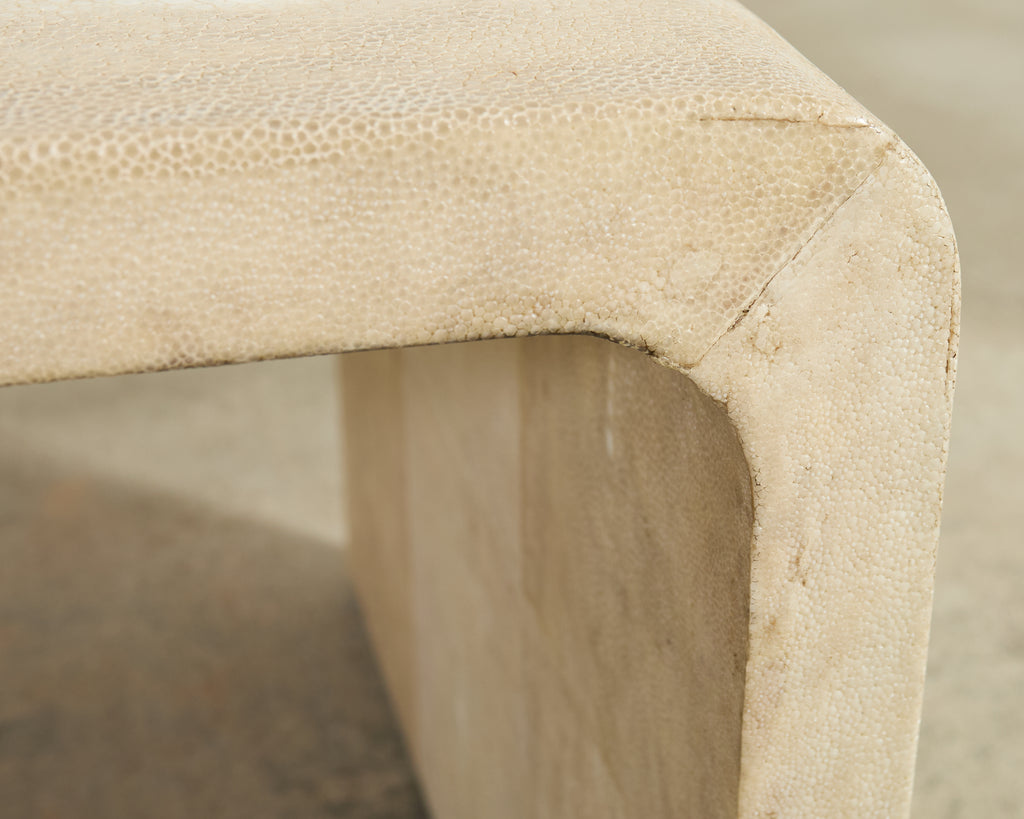 Karl Springer Style Natural Shagreen Waterfall Cocktail Table
