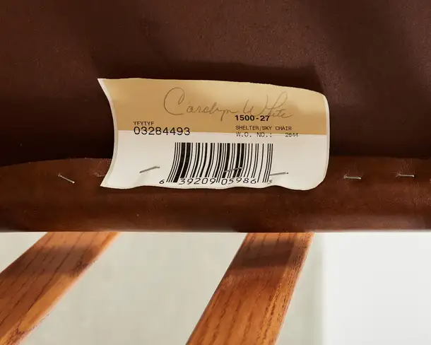 Set of Four Ralph Lauren Shelter Sky Ash Leather Sling Dining Chairs